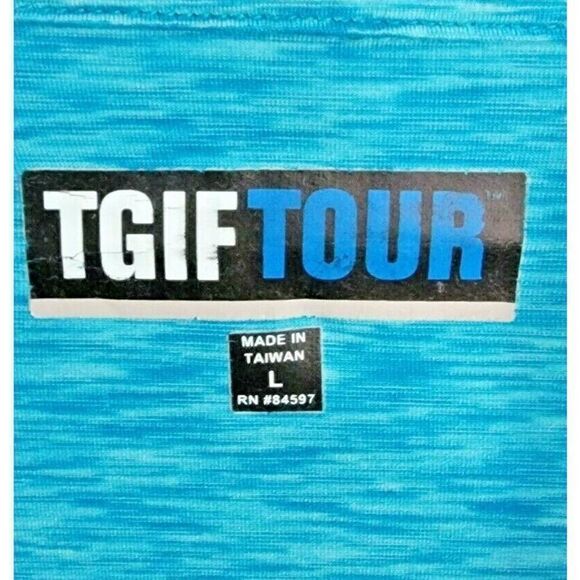 TGIF L Men's Short Sleeve Golf Polo Shirt Size Large SS Button Collar Stretch - Picture 4 of 6